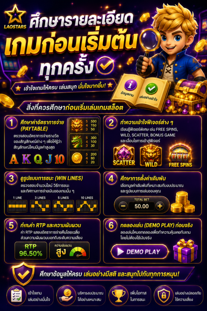 ศึกษารายละเอียดเกมก่อนเริ่มต้นทุกครั้ง